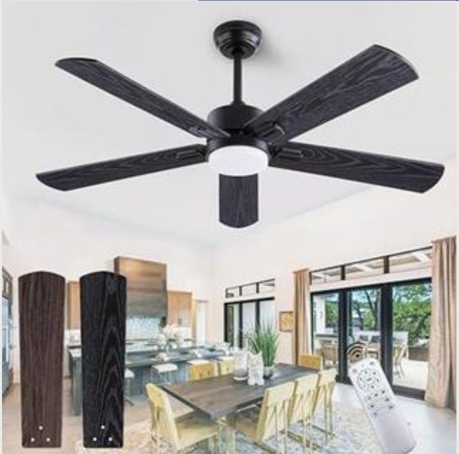 YUHAO 52 inch Black Ceiling Fan with
Lights and Remote Control,Dimmable
tri-Color temperatures LED,Quiet
Reversible Motor,5 Blades Modern
Ceiling Fans