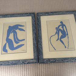 Henri Matisse Vintage 1960 Mid Century Modernist Framed Fine Art Silkscreen Prints " Blue Nudes " 1952