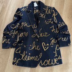 Cinq A Sept Embroidered Denim Blazer 