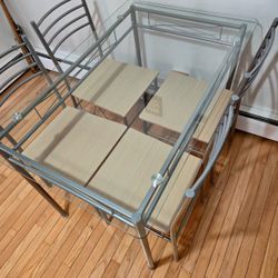 Glass Dining Table with 4 Chairs