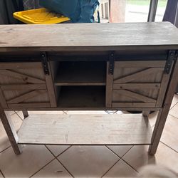 Rustic Farmhouse Console Table / TV Stand – Sliding Barn Doors