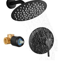 (Brand New in Box)  HUCKLE Shower Faucet Set with Shower Head, 8-Inch Black Shower Faucet with Valve, Single-Handle Rainfall Shower Head, Matte Black 