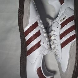 Adidas Samba Classic White/Burgundy Leather Sneakers