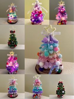 🎄 Handmade Mini Christmas trees with Led Lights