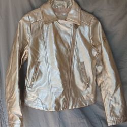 Girls Size 10-12 MICHAEL KORS Metallic Rose Gold JACKET