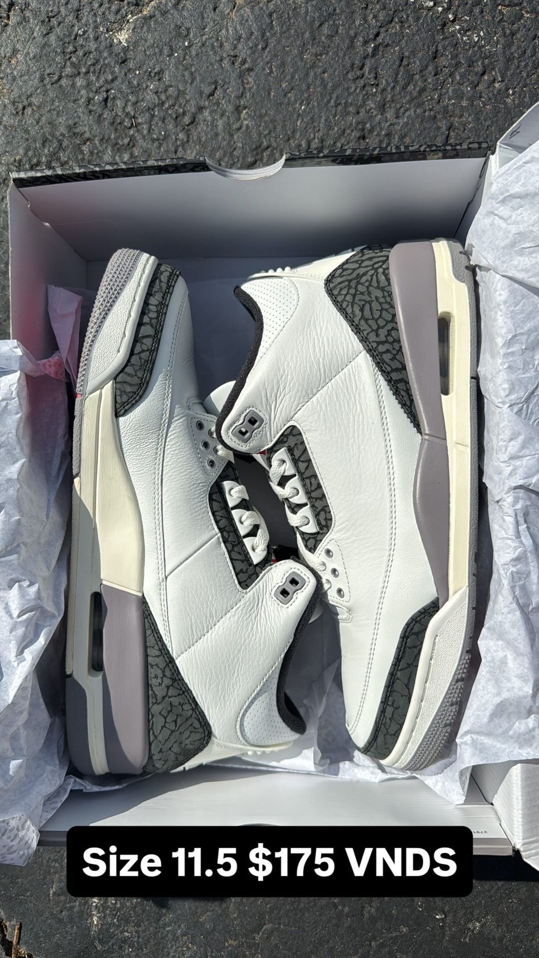 Air Jordan 3 Cement Grey Size 11.5