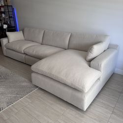 NEW Beige Linen Cloud Couch Sectional