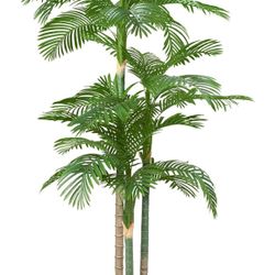 8.5ft Tall Triple Golden Cane Palm Artificial Tree Palm Silk Tree in Plastic Sturdy Pot Large Fake Tropical Palm Plant for Indoor Outdoor Office House