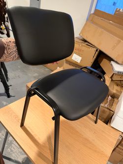 VINGLI 5 Pack PU Leather Stackable Armless Chairs for Office Waiting Room Black