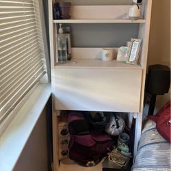 Shelving with drop down desk