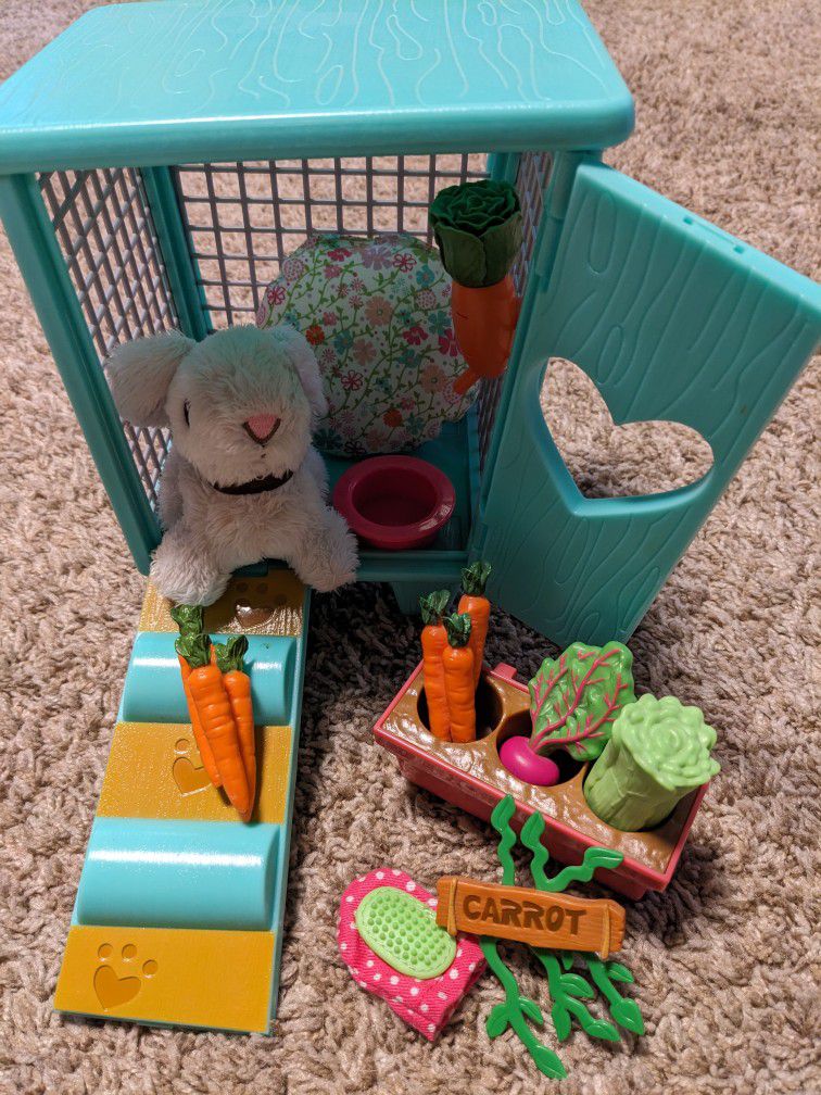 American Girl, WellieWisher, Carrot And Hutch With Carrot's Accessories - - Complete!