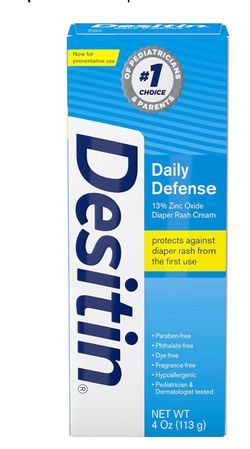Crema Desitin Daily Defense para sarpullido de pañales con óxido de zinc para tratar, aliviar y prevenir el sarpullido, hipoalergénica, sin colorantes