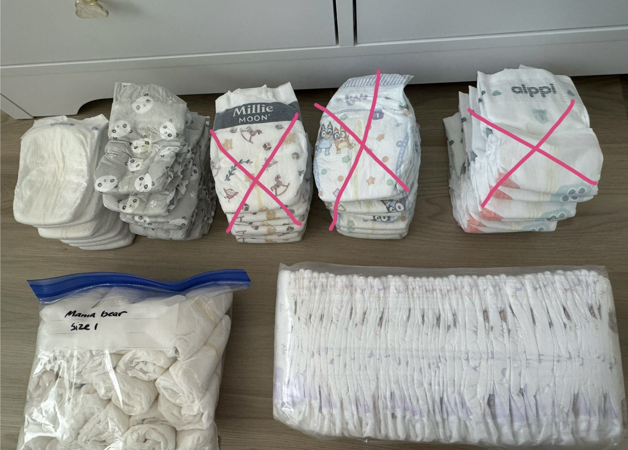 NEW! Size 1 diapers (103) - various brands *see description