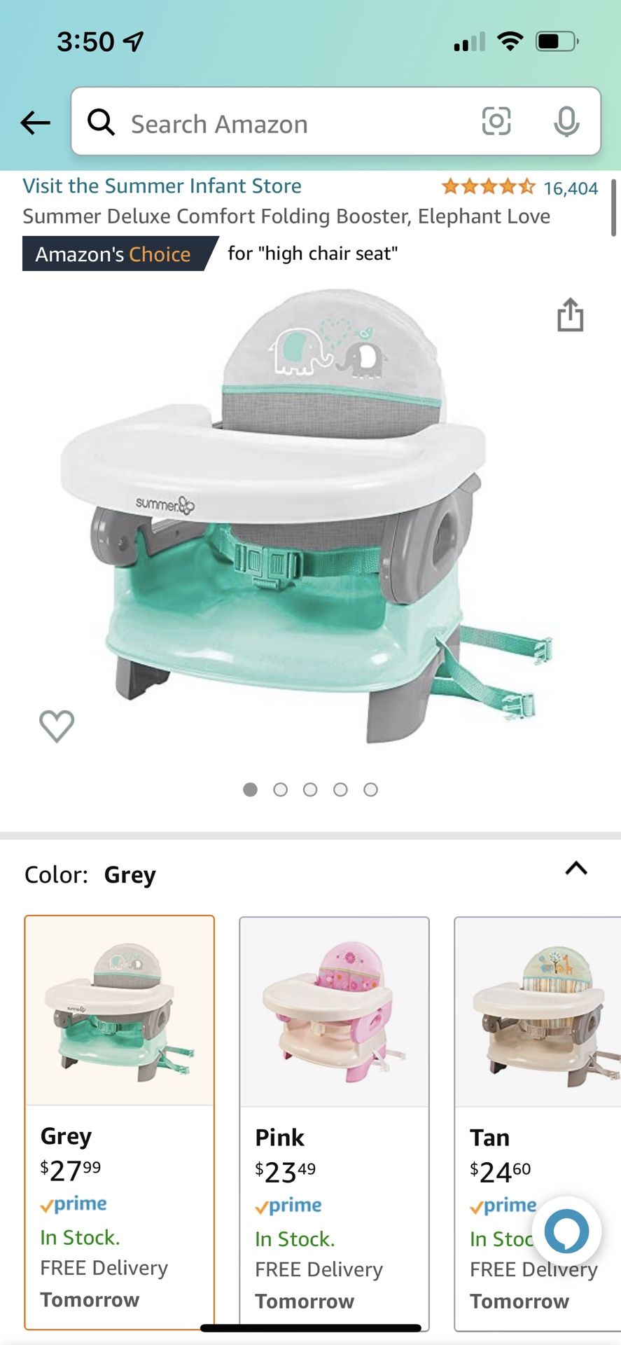 Summer Deluxe Comfort Folding Booster, Elephant Love