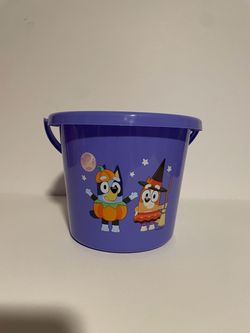 Bluey & Bingo Purple Halloween Pail Bucket Trick or Treating Bucket Kids Toddler Children