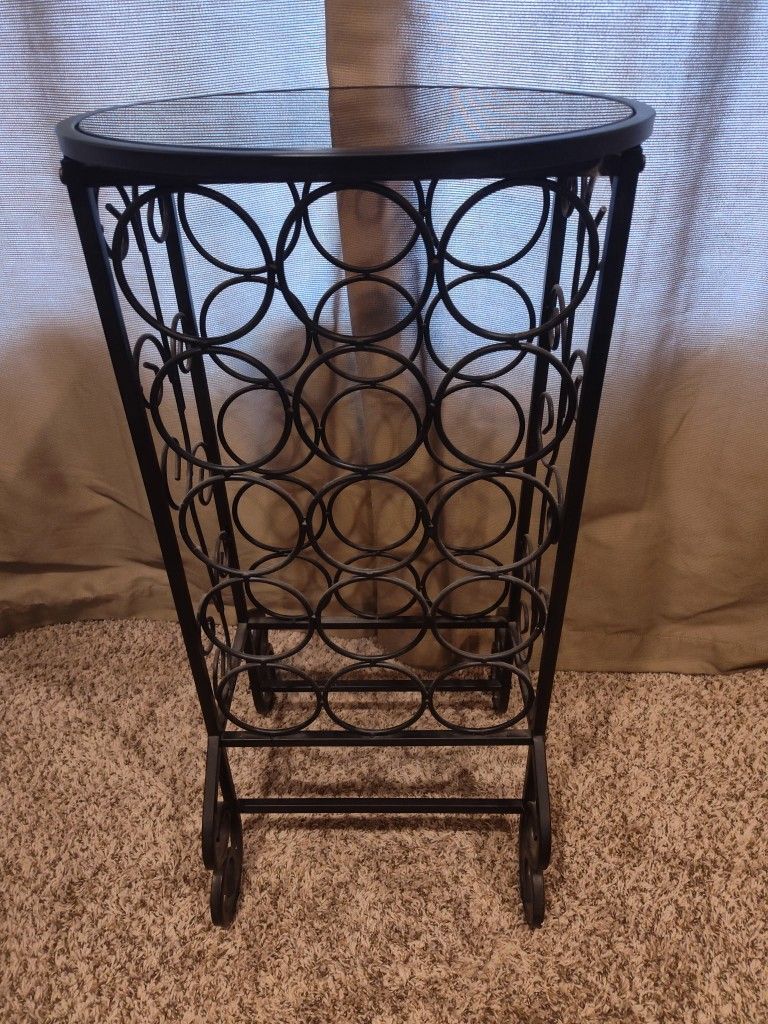 Wine Rack Or Bar Table With Glass Top