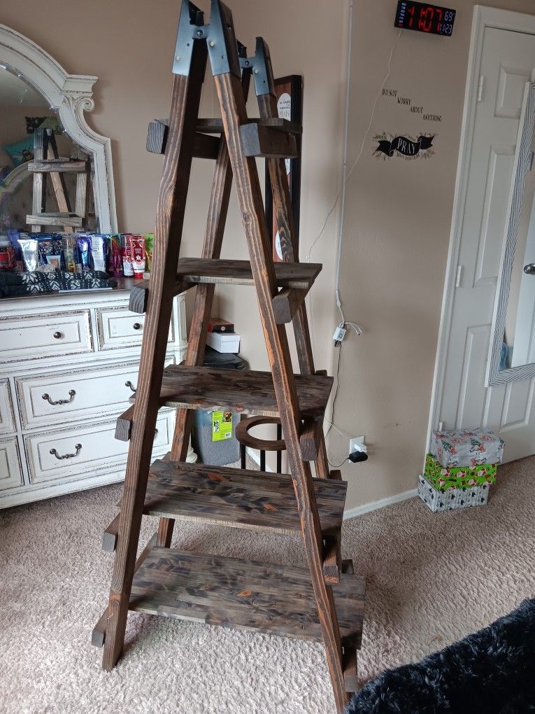 Custom Made 6ft Real Wood Ladder Shelf