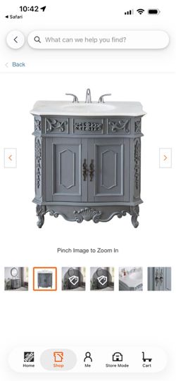 Gray Ornate Bathroom Vanity