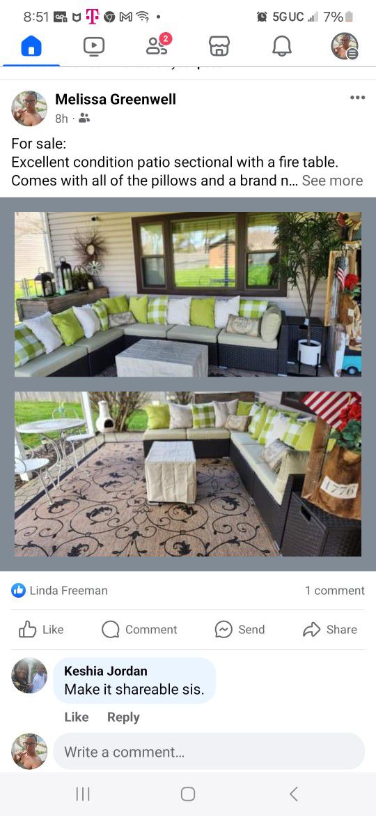Patio Outdoor Sectional With Fire Table