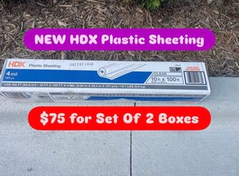 Brand New 10ft x 100ft Clear 4 Mil Plastic Sheeting (Set Of 2 Boxes)