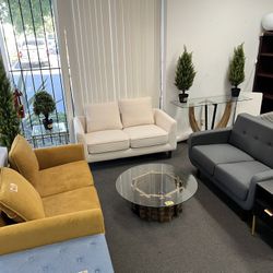 On Sale!!! Only $150 L Velvet Loveseat Sofa And Linen Gray Loveseat.. (while Supplies Last)