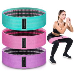 Exercise Bands, 3 Levels Fabric Resistance Bands for Working Out, Workout Bands Resistance for Women & Men, Multi-Colored Fabric Booty Bands for Leg S