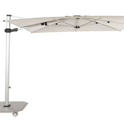 Jardinico 10 X 10 Cantilever Patio Umbrella W Base - Gray Fabric, Silver Finish