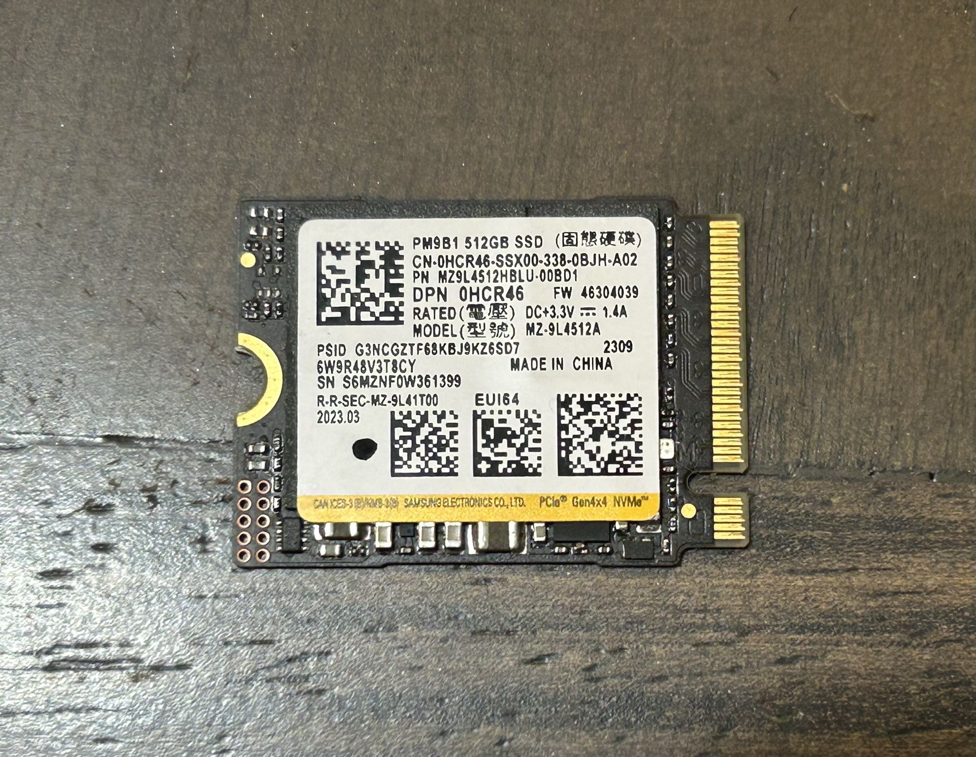 Like New Samsung PM9B1 m.2 2230 512GB Gen 4x4 NVMe SSD for laptop, desktop computer, steam deck, surface pro & others