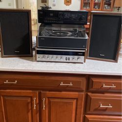 Panasonic Turn Table With Power Amp 2 Speakers &  TEAC cassette Deck