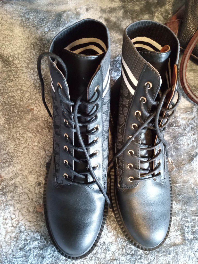 Black Leather Coach Boots