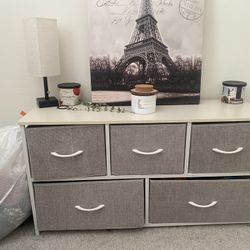 Dresser With Hardwood Top And Fabric Drawers 