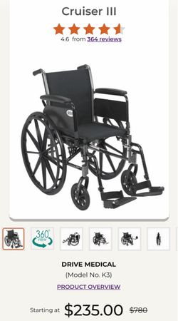 Drive Medical Cruiser III Foldable Wheelchair (Like New)