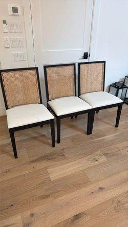 Cane and linen chairs