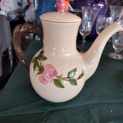 Vintage FRANCISCAN Desert Rose Teapot Hallmarked Made In USA Handcrafted Large 9" At Top Of Finial Beautiful Classic