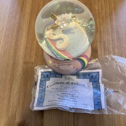 Bradford Exchange Granddaughter Unicorn Snow Globe Music Box