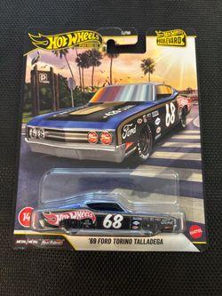 Hot Wheels Boulevard '69 Torino Talladega 1:64 Diecast NASCAR Black Blue Real Riders