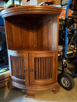 Solid Wood VINTAGE CORNER CABINET or HOME BAR nightstand display shelf
