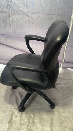 Black Leather Office Chair with Wheels