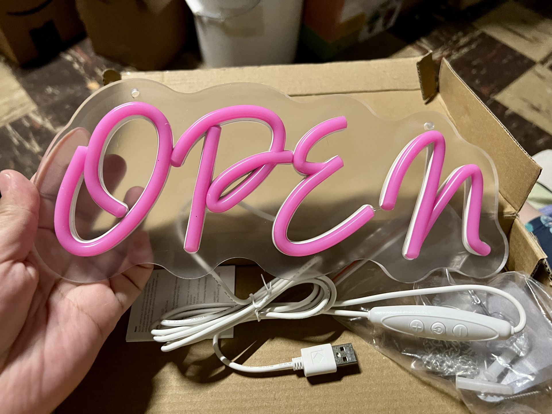Pink Neon Open Sign-12 inch