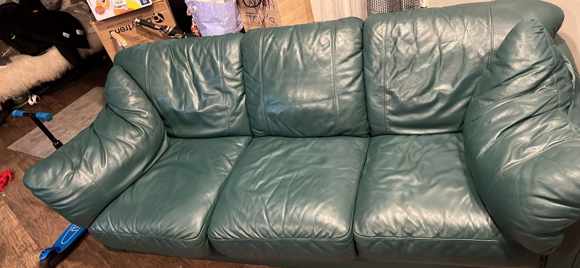 Green Leather Couch Set