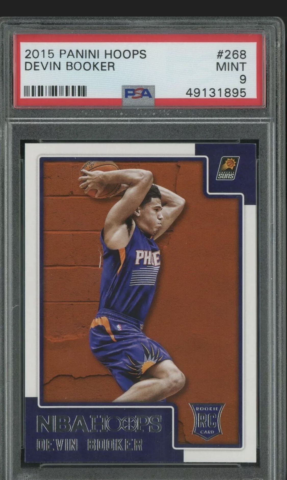 2015 Panini Hoops #268 Devin Booker RC Rookie Suns PSA 9 MINT
