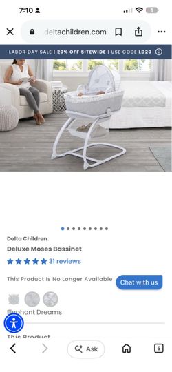 Delta Children Deluxe Moses Bassinet