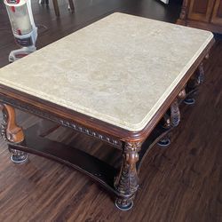 Real Stone Solid Wood Coffee Table
