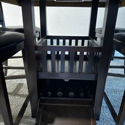 Bar Height Dining Room Table With 4 Chairs And Wine Rack