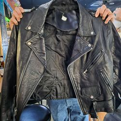 Leather Jacket with large Harley Davidson patch work on back