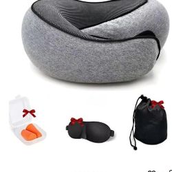 Travel Neck Pillow Comes With Eye Mask, Ear Plugs & Carrying Bag 