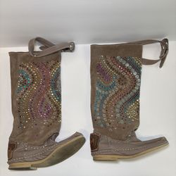 Hector Riccione Brown Sequin Boots – Size 7 (Used, Good Condition) 🤎✨👢