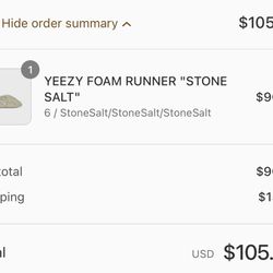 Yeezy Foam Runner Stone Salt Size 6
