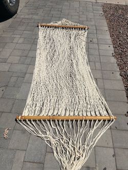 Cotton Rope Hammock with Wooden Spreader Bars