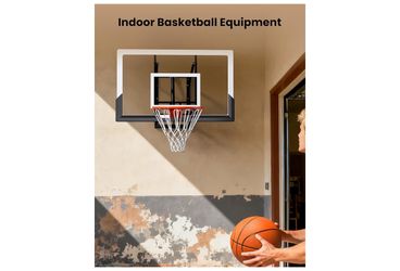 54.5" Wall Mounted Basketball Hoop Adjustable Height Basketball Goal Indoor Outdoor Use Easy Assemble Perfect for Garage Fitness Center Barn School Gy